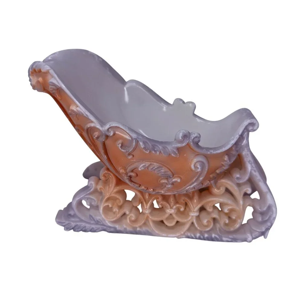 Vintage Plastic Blush Pink Christmas Ornate Winter‎ Sleigh